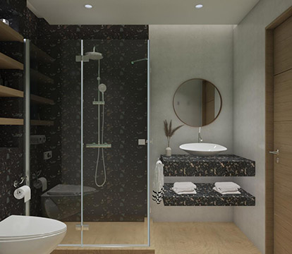 Apartment design in El Tagamoa Bathroom